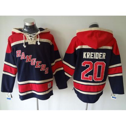 New York Rangers #20 Chris Kreider Blue Sawyer Hooded Sweatshirt Stitched NHL Jersey