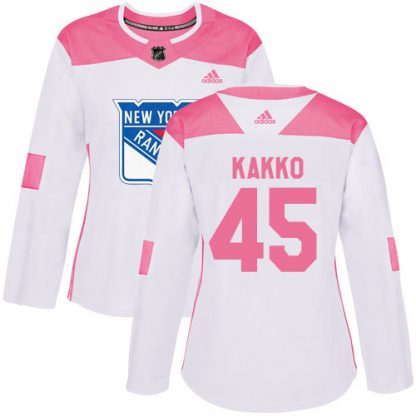 Adidas New York Rangers #45 Kappo Kakko White/Pink Authentic Fashion Women's Stitched NHL Jersey