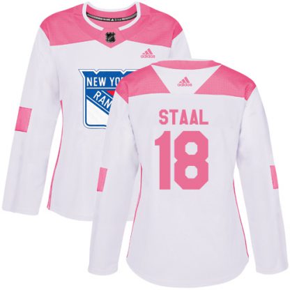 Adidas New York Rangers #18 Marc Staal White/Pink Authentic Fashion Women's Stitched NHL Jersey
