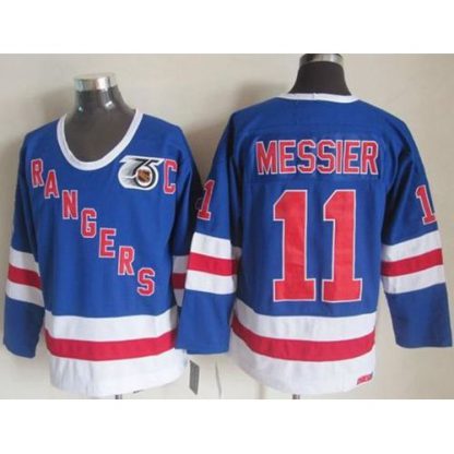 New York Rangers #11 Mark Messier Blue CCM 75TH Stitched NHL Jersey