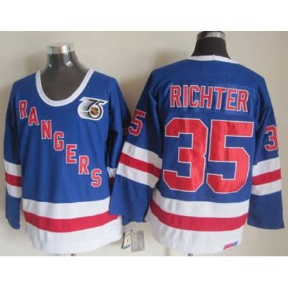 New York Rangers #35 Mike Richter Blue CCM 75TH Stitched NHL Jersey