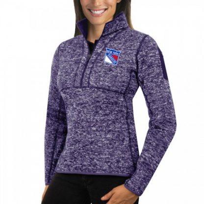 New York New York Rangers Antigua Women's Fortune 1/2-Zip Pullover Sweater Purple