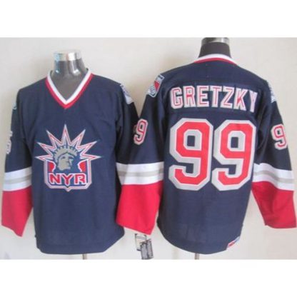 New York Rangers #99 Wayne Gretzky Navy Blue CCM Statue of Liberty Stitched NHL Jersey
