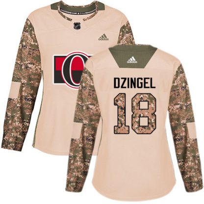 Adidas Ottawa Senators #18 Ryan Dzingel Camo Authentic 2017 Veterans Day Women's Stitched NHL Jersey
