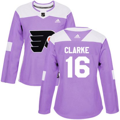 Adidas Philadelphia Flyers #16 Bobby Clarke Purple Authentic Fights Cancer Women's Stitched NHL Jersey
