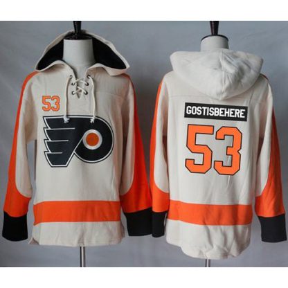 Philadelphia Flyers #53 Shayne Gostisbehere Cream Sawyer Hooded Sweatshirt Stitched NHL Jersey