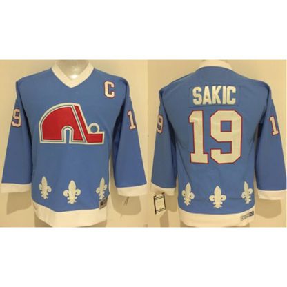 Quebec Nordiques #19 Joe Sakic Light Blue Stitched Youth NHL Jersey