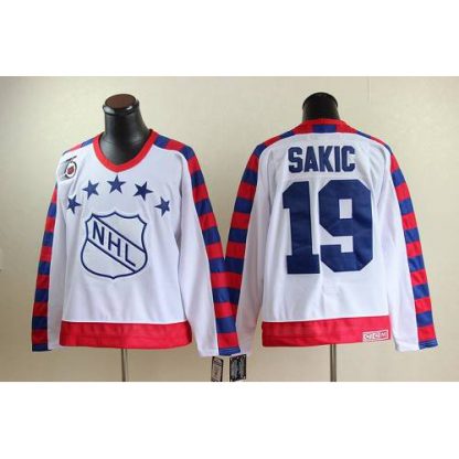 Quebec Nordiques #19 Joe Sakic White All Star CCM Throwback 75TH Stitched NHL Jersey