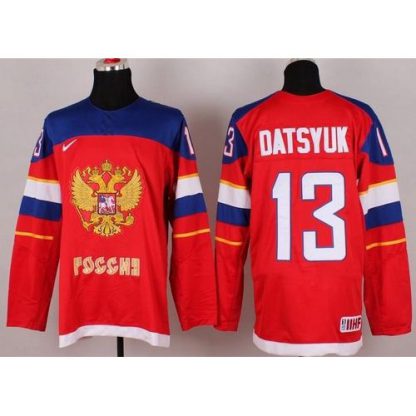 2014 Olympic Team Russia #13 Pavel Datsyuk Red Stitched NHL Jersey
