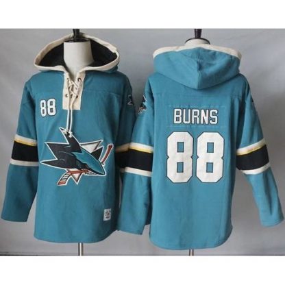 San Jose Sharks #88 Brent Burns Teal Pullover Hoodie Stitched NHL Jersey