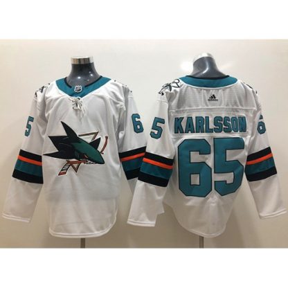 Adidas San Jose Sharks #65 Erik Karlsson White Road Authentic Stitched NHL Jersey