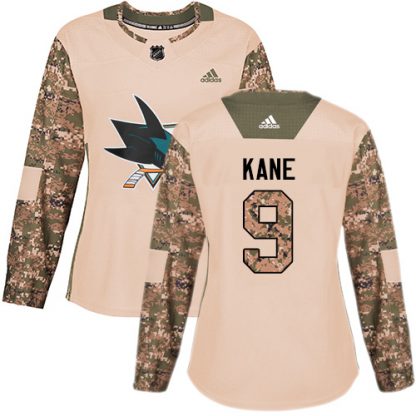 Adidas San Jose Sharks #9 Evander Kane Camo Authentic 2017 Veterans Day Women's Stitched NHL Jersey