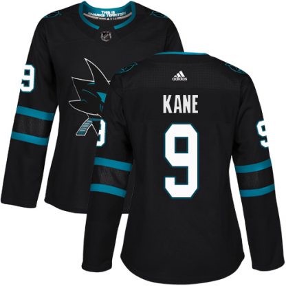 Adidas San Jose Sharks #9 Evander Kane Black Alternate Authentic Women's Stitched NHL Jersey