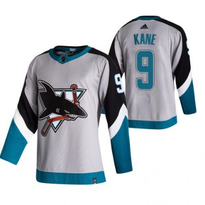 San Jose San Jose Sharks #9 Evander Kane Grey Men's Adidas 2020-21 Reverse Retro Alternate NHL Jersey