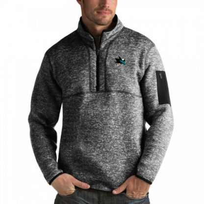 San Jose San Jose Sharks Antigua Fortune Quarter-Zip Pullover Jacket Charcoal