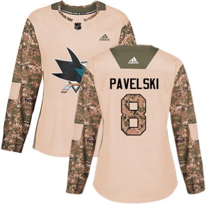 Adidas San Jose Sharks #8 Joe Pavelski Camo Authentic 2017 Veterans Day Women's Stitched NHL Jersey