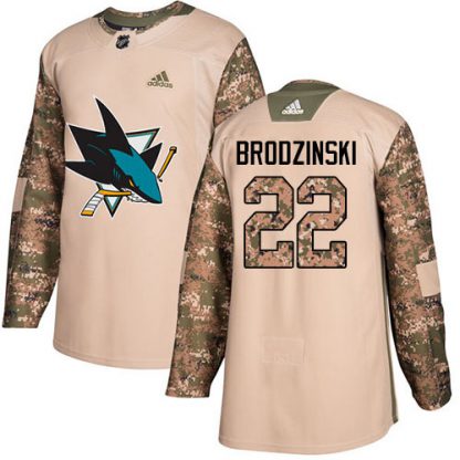 Adidas San Jose Sharks #22 Jonny Brodzinski Camo Authentic 2017 Veterans Day Stitched NHL Jersey