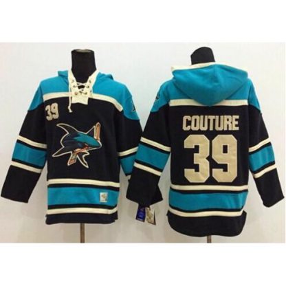 San Jose Sharks #39 Logan Couture Black Sawyer Hooded Sweatshirt Stitched NHL Jersey