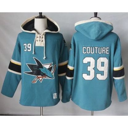 San Jose Sharks #39 Logan Couture Teal Pullover Hoodie Stitched NHL Jersey