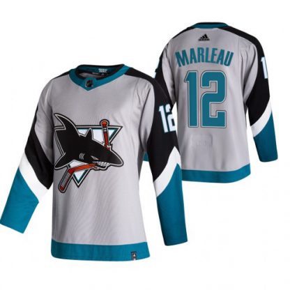 San Jose San Jose Sharks #12 Patrick Marleau Grey Men's Adidas 2020-21 Reverse Retro Alternate NHL Jersey