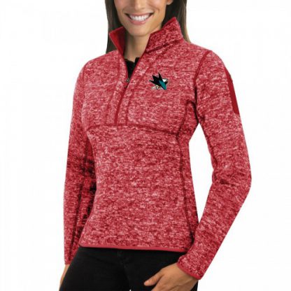 San Jose San Jose Sharks Antigua Women's Fortune 1/2-Zip Pullover Sweater Red