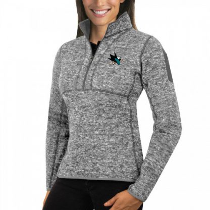 San Jose San Jose Sharks Antigua Women's Fortune 1/2-Zip Pullover Sweater Black
