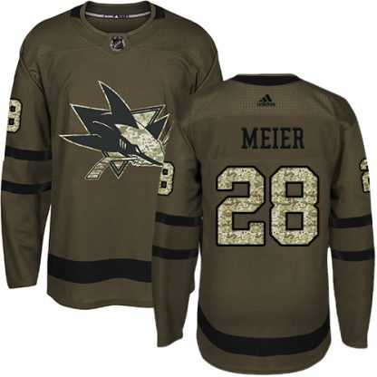 Adidas San Jose Sharks #28 Timo Meier Green Salute to Service Stitched Youth NHL Jersey