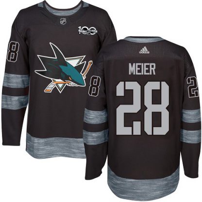 Adidas San Jose Sharks #28 Timo Meier Black 1917-2017 100th Anniversary Stitched NHL Jersey