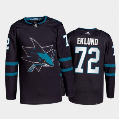 Adidas San Jose Sharks #72 William Eklund Men's 2021-22 Alternate Authentic NHL Jersey - Black