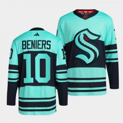 Seattle Seattle Kraken #10 Matty Beniers Men's adidas Reverse Retro 2.0 Authentic Player Jersey - Blue