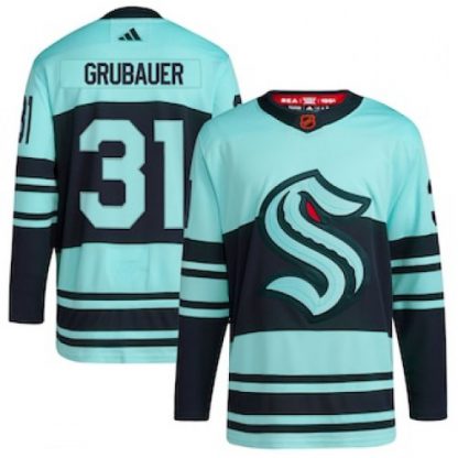 Seattle Seattle Kraken #31 Philipp Grubauer Men's adidas Reverse Retro 2.0 Authentic Player Jersey - Blue