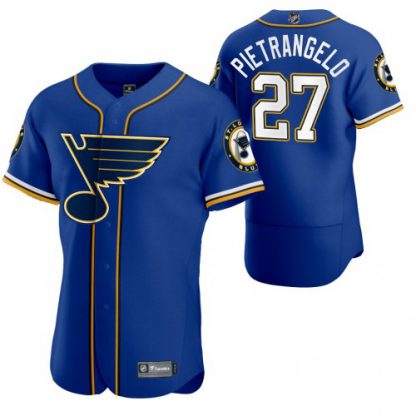 St. Louis St. Louis Blues #27 Alex Pietrangelo Men's 2020 NHL x MLB Crossover Edition Baseball Jersey Blue