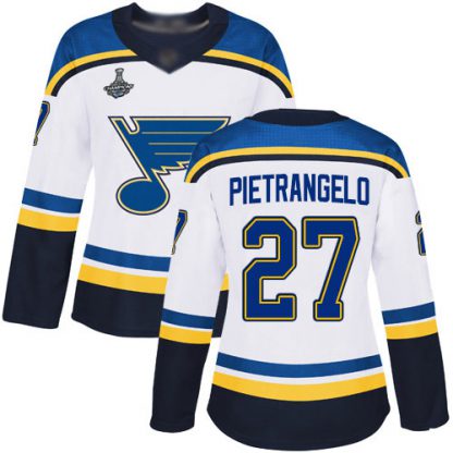 Adidas St. Louis Blues #27 Alex Pietrangelo White Road Authentic Stanley Cup Champions Women's Stitched NHL Jersey