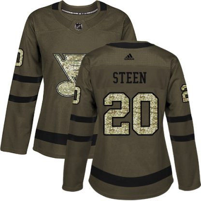 Adidas St. Louis Blues #20 Alexander Steen Green Salute to Service Women's Stitched NHL Jersey
