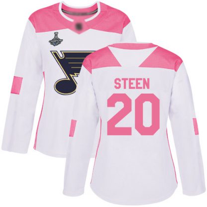 Adidas St. Louis Blues #20 Alexander Steen White/Pink Authentic Fashion Stanley Cup Champions Women's Stitched NHL Jersey