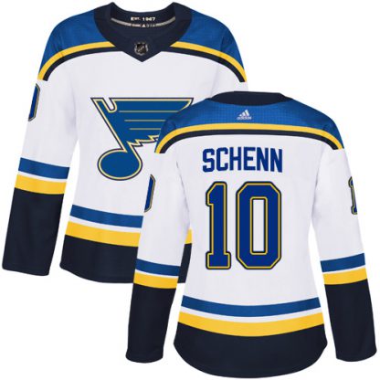 Adidas St. Louis Blues #10 Brayden Schenn White Road Authentic Women's Stitched NHL Jersey