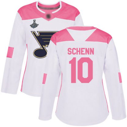 Adidas St. Louis Blues #10 Brayden Schenn White/Pink Authentic Fashion Stanley Cup Champions Women's Stitched NHL Jersey