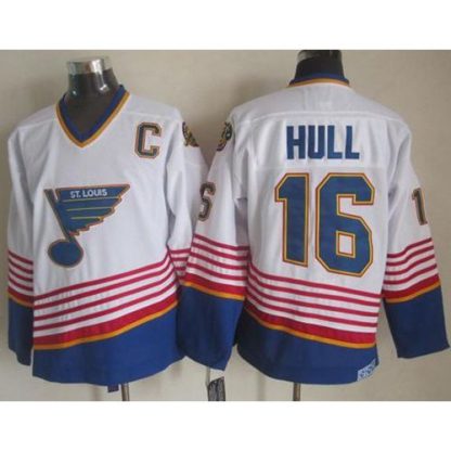 St. Louis Blues #16 Brett Hull White/Light Blue CCM Throwback Stitched NHL Jersey