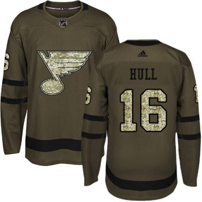 Adidas St. Louis Blues #16 Brett Hull Green Salute to Service Stitched NHL Jersey