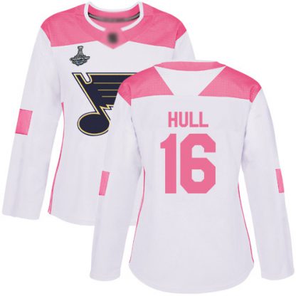Adidas St. Louis Blues #16 Brett Hull White/Pink Authentic Fashion Stanley Cup Champions Women's Stitched NHL Jersey