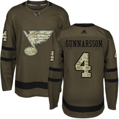 Adidas St. Louis Blues #4 Carl Gunnarsson Green Salute to Service Stitched NHL Jersey