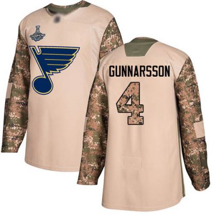 Adidas St. Louis Blues #4 Carl Gunnarsson Camo Authentic 2017 Veterans Day Stanley Cup Champions Stitched NHL Jersey