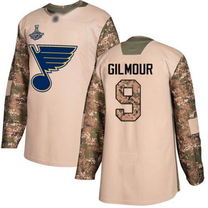 Adidas St. Louis Blues #9 Doug Gilmour Camo Authentic 2017 Veterans Day Stanley Cup Champions Stitched NHL Jersey