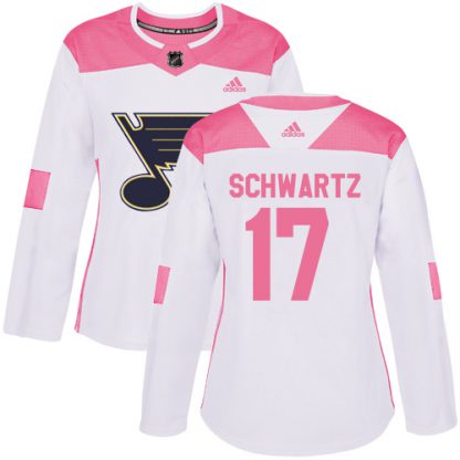 Adidas St. Louis Blues #17 Jaden Schwartz White/Pink Authentic Fashion Women's Stitched NHL Jersey
