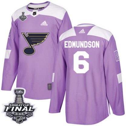 Adidas St. Louis Blues #6 Joel Edmundson Purple Authentic Fights Cancer 2019 Stanley Cup Final Stitched NHL Jersey