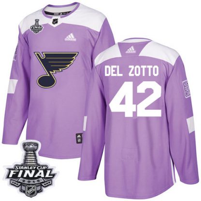 Adidas St. Louis Blues #42 Michael Del Zotto Purple Authentic Fights Cancer 2019 Stanley Cup Final Stitched NHL Jersey