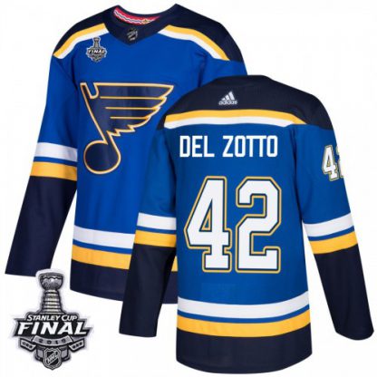 Adidas St. Louis Blues #42 Michael Del Zotto Blue Home Authentic 2019 Stanley Cup Final Stitched NHL Jersey