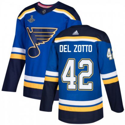 Adidas St. Louis Blues #42 Michael Del Zotto Blue Home Authentic 2019 Stanley Cup Champions Stitched NHL Jersey