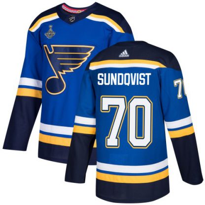 Adidas St. Louis Blues #70 Oskar Sundqvist Blue Home Authentic 2019 Stanley Cup Champions Stitched NHL Jersey
