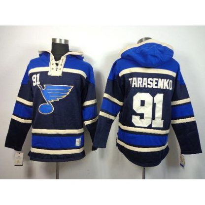 St. Louis Blues #91 Vladimir Tarasenko Navy Blue Sawyer Hooded Sweatshirt Stitched NHL Jersey